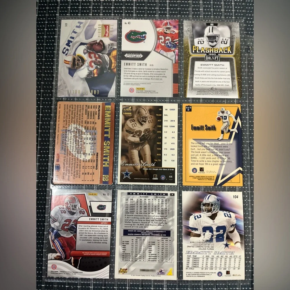 🏈 Emmett Smith Football NFL Football Trading Card Collection, Lot of 9, Lot #3